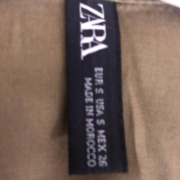 ZARA Olive Green Belted Button Shirt Mini Dress S - Picture 11 of 11